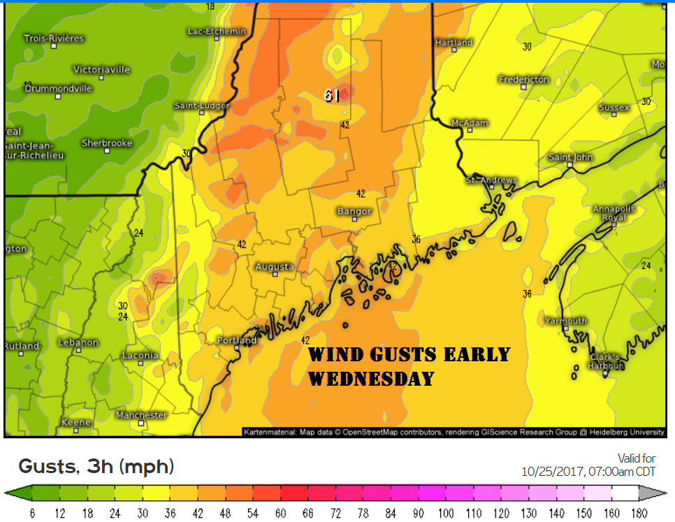 Winds could gusts up to 50 miles per hour across the higher elevations the coast.