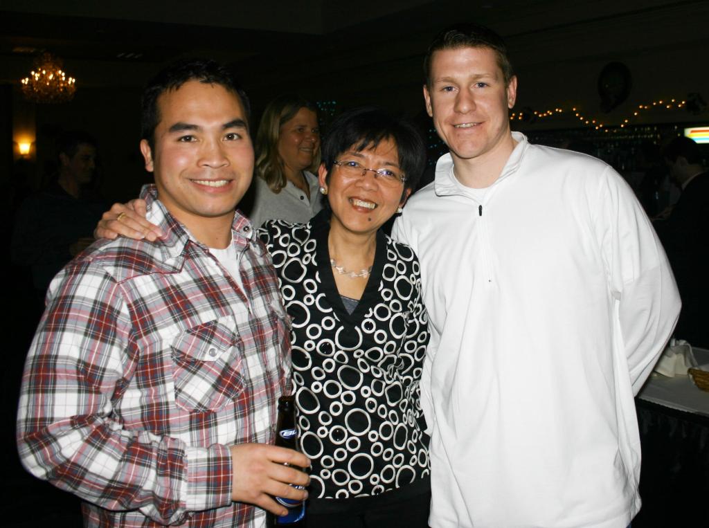 Truc Huynh, a Portland High grad and tutor at Lyman Moore Middle School, Grace Valenzuela, director of the Multilingual Program, and Richard Dorney, a Portland High grad.