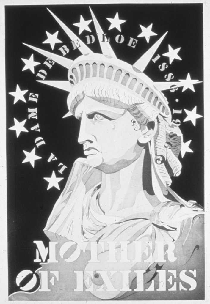 Robert Indianas 1986 etching "Mother of Exiles," from Vinalhaven Press at June Fitzpatrick Gallery at MECA