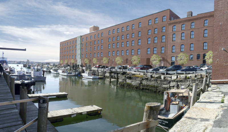This photo rendering of the Cumberland Self Storage building on Commercial Street shows what it would look after a renovation for office use by the Pierce Atwood law firm. The firm says the ground floor would be reserved for marine use, and conform with Portland’s waterfront zoning.