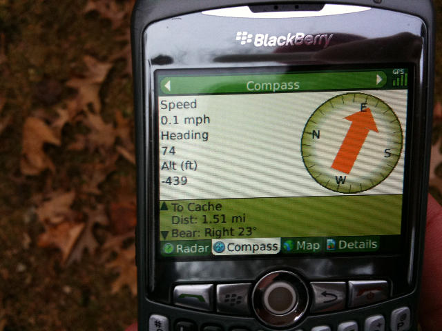 The Geocache Navigator application has a search feature to identify nearby caches. Once a geocache is selected, the compass screen helps users navigate to the location. There are additional screens to view log details that can offer hints to help you find a geocache if it’s proving a bit tricky to locate.