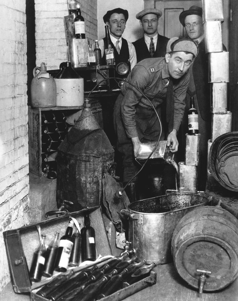 "Contra-brand Liquor," circa 1920 by an unknown photographer, is on view at the Maine Historical Society.