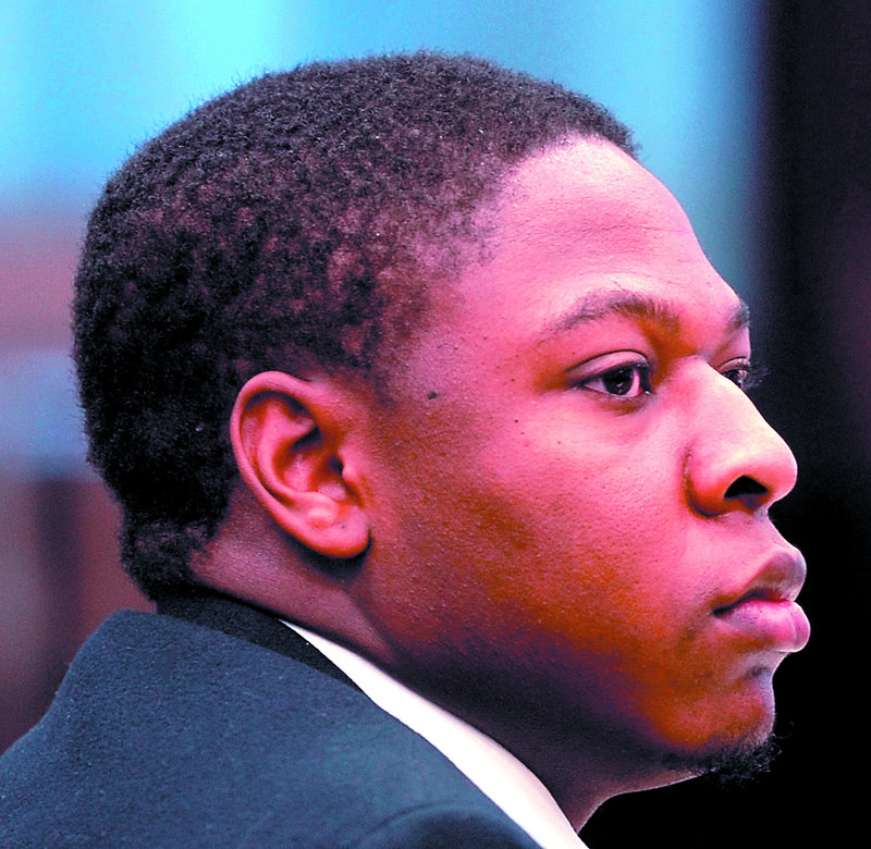 Defendant Daniel Fortune listens to testimony during his trial in Skowhegan.