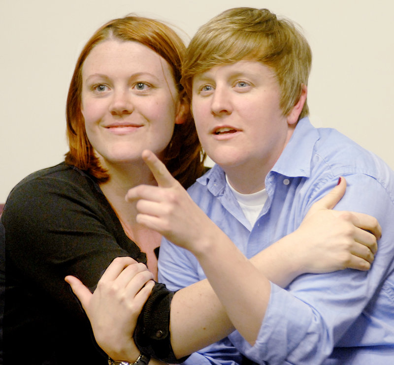 Democrat Jill Barkley, left, and her partner, Diane Hitchcock, watch as votes are tallied in Barkley’s race against Mohammed Dini in House District 119.