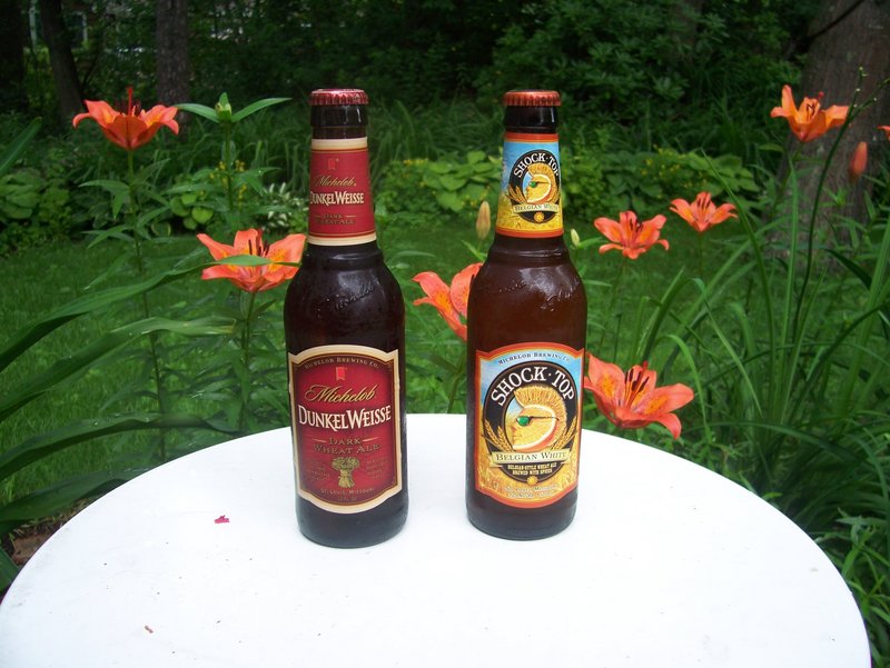 Dunkel Weisse, left, was a hit with the three tasters. Shock Top, with its orange, lime and other spice notes, was well-received.