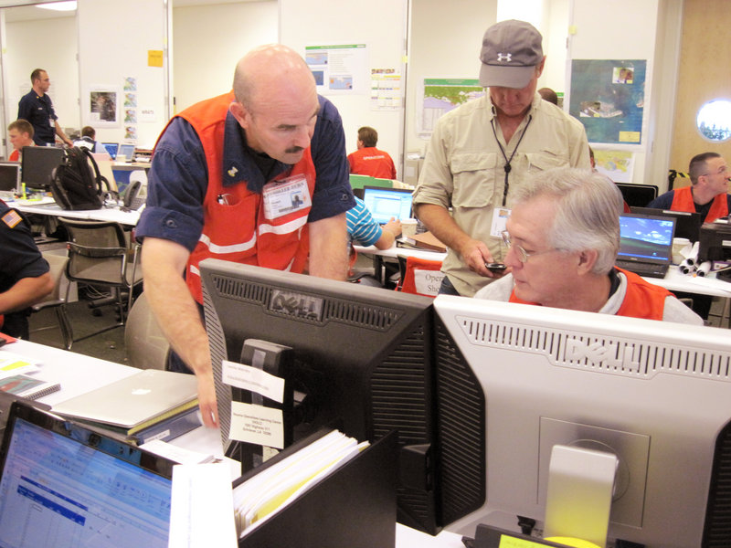 USCG Master Chief Petty Officer Richard Madore (left) Serves in Sector Northern New England out of Portland Harbor and has been put in charge of efforts to burn off oil in the Gulf of Mexico.