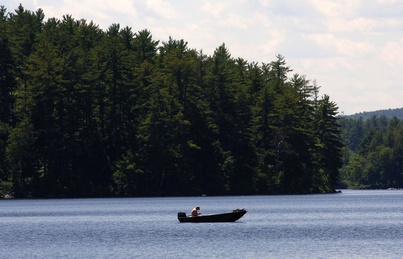 This is Long Pond in Belgrade Lakes, where the Ken Allen was wading for bass one night. Then along came a northern water snake and –¦ well, he never has forgotten what happened.