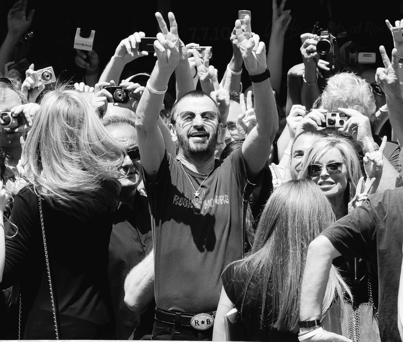 Ringo Starr celebrates his 70th birthday outside the Hard Rock Cafe in Times Square on Wednesday in New York.