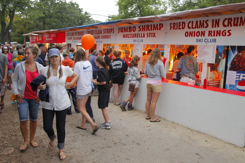 Food booths serve clams prepared several ways, but also offer lobster, calamari, chicken and a wide variety of summer festival fare.