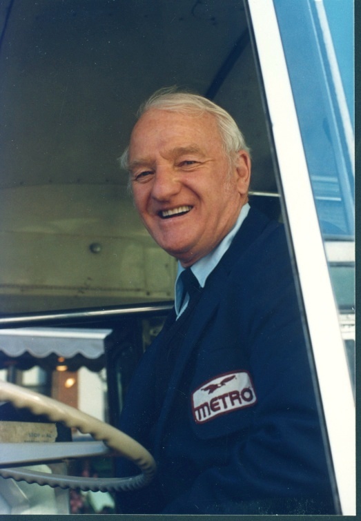 Joseph Goodheart behind the wheel of the Metro bus.