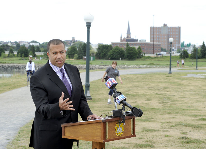 Police Chief James Craig holds a news conference Tuesday along Back Cove to appeal for witnesses to come forward in a rape reported in the area, a few hours before the woman admitted she made up the story.