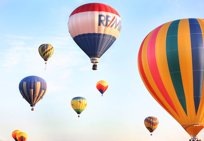 Balloons take to the sky during the 6 a.m. balloon launch at the Great Falls Balloon Festival today.