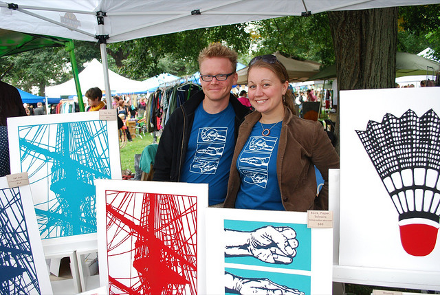 Jacob Dyck and Alisha Gould staff the Alisha Gould Designs booth at last year’s Picnic Music+Arts Festival.