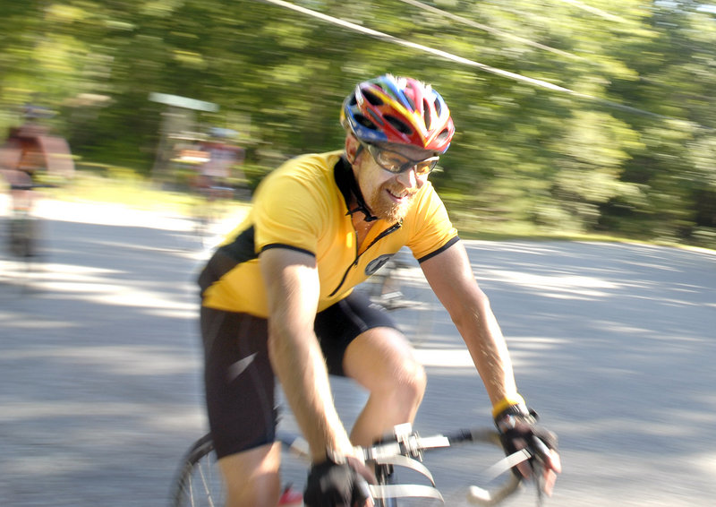 Rod Nadeau of North Yarmouth trains recently on a section of the Dempsey Challenge course.
