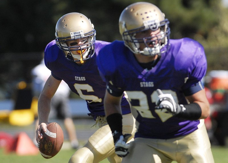 Peter Gwilym of Cheverus knows what to do with the football, whether it's following a block as the quarterback, or knocking down passes as a defensive back.