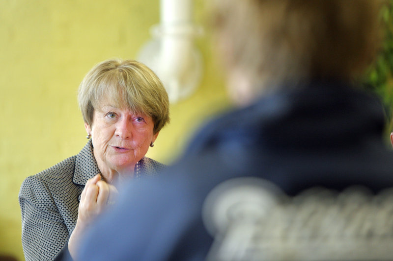 Democratic gubernatorial candidate Libby Mitchell answers a question during a forum at the Preble Street Resource Center in Portland on Tuesday.