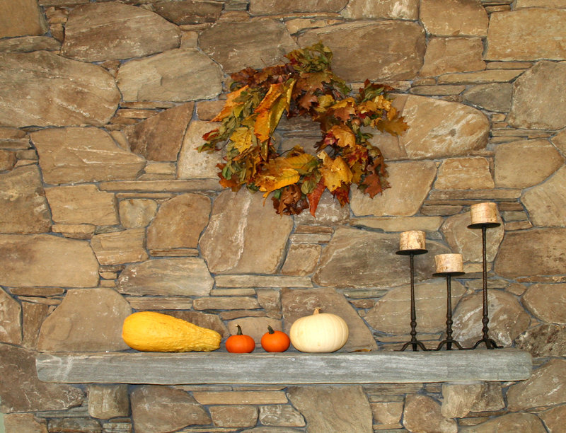 Amanda Russell created this wreath with preserved leaves for display at Coastal Maine Botanical Gardens.