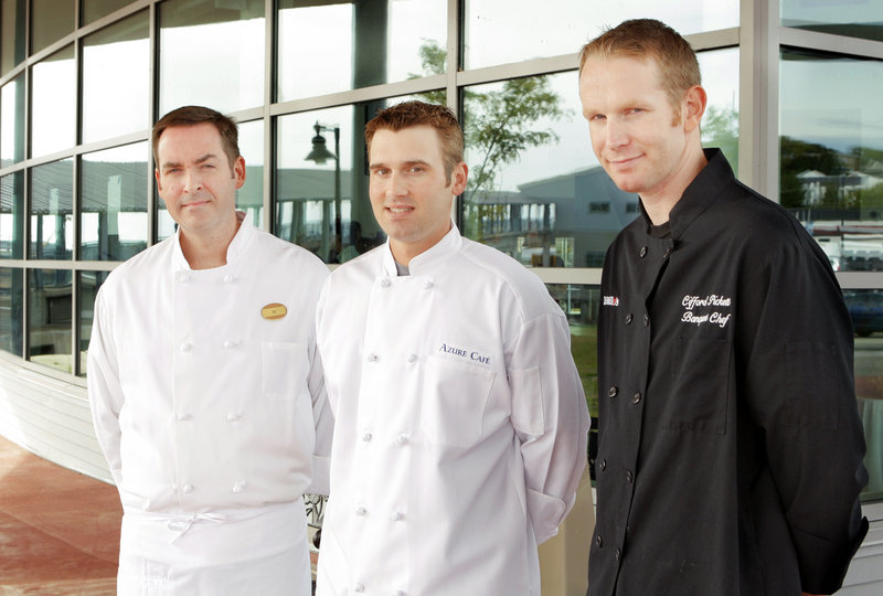 Chefs William Clifford of the Portland Harbor Hotel, Kelly Patrick Farrin of Azure Cafe in Freeport and Clifford Pickett of Dimillo's in Portland are the three finalists in the Maine Lobster Chef of the Year competition.