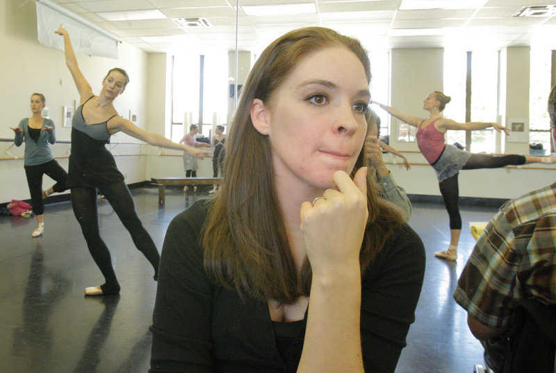 Nell Shipman, who conceived, choreographed and is directing the Portland Ballet production of “The Legend of Sleepy Hollow,” makes mental notes during a rehearsal. Shipman recently was named associate artistic director of the company that she joined as a dancer in 2004.