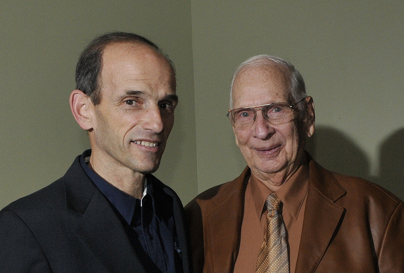 Governor John Baldacci and George Hale of Bangor at a private party for the governor at the Penobscot Valley Country Club in Orono Tuesday.