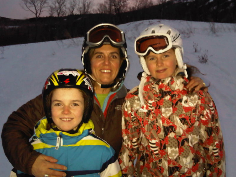 Beth Newlands Campbell is shown at Sugarloaf on Thursday with her two daughters, Caleigh, 9, and Caroline, 12.