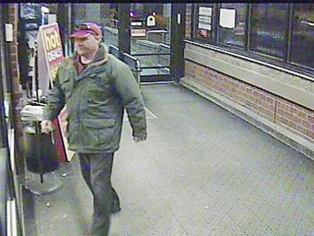 A security camera captured this photo of the suspect believed to have robbed a Shaw's supermarket in South Portland today.