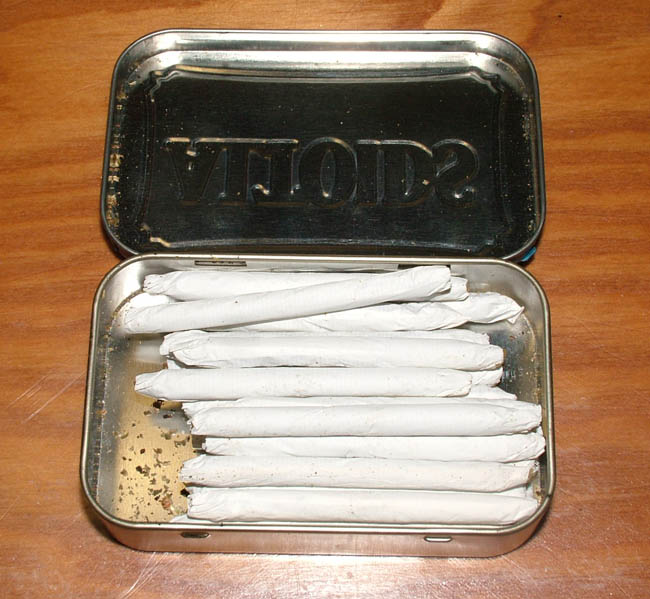 Among the drugs police say they found in Moschos' possession were these marijuana joints.