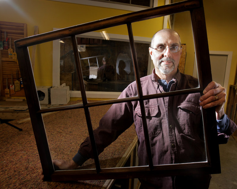 Marc Bagala of Bagala Window Works in his Falmouth workshop.