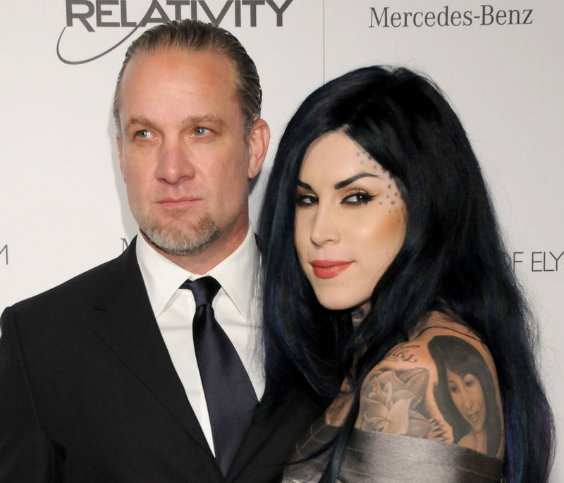 Jesse James, the former husband of actress Sandra Bullock, said tattoo artist Kat Von D, right, “stood behind me when the world turned their backs.”