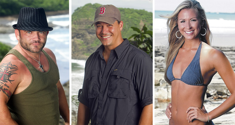 From left: Russell Hantz, Rob Mariano and Ashley Underwood.