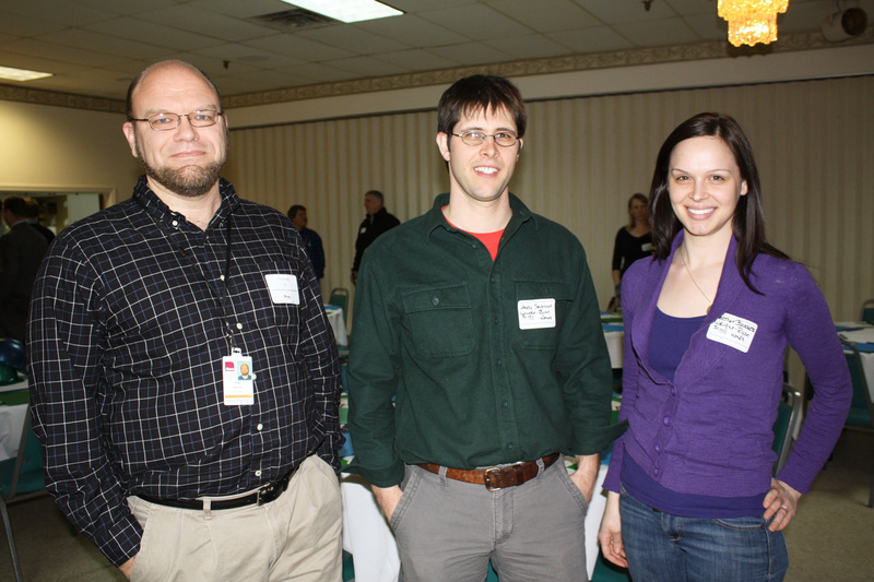 Tim Brandon, of Alere, who serves on the Habitat Building Committee, and Andy Seymour and Heather Blanchette, both of Wright-Ryan Construction.