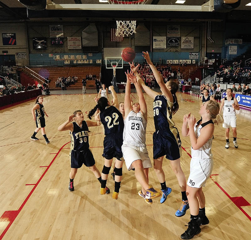 READY FOR REMATCH: Junior guard Carylanne Wolfington (23) and the Hall-Dale High School girls basketball team will face Livermore Falls in the Western C regional final at 7:05 tonight. Hall-Dale beat Livermore Falls 49-41 in the Mountain Valley Conference championships game, thanks to a 23-point effort by Wolfington.