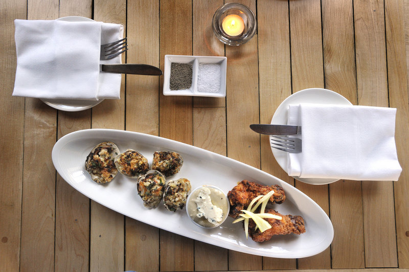 The East Ender's clams casino and buffalo chicken wings.