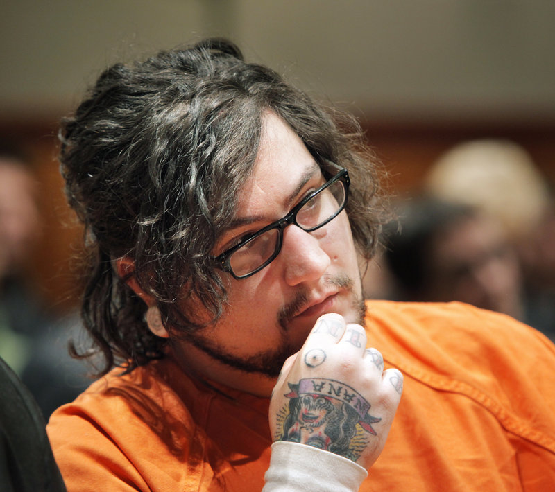 Chad Gurney listens on Feb. 4 in Cumberland County Superior Court as Justice Roland Cole delivers a guilty verdict for the murder of Zoe Sarnacki in Portland in May 2009.