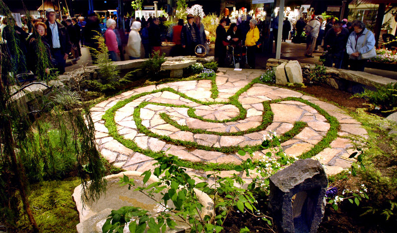 Stonework done in a labyrinth pattern at a previous flower show.