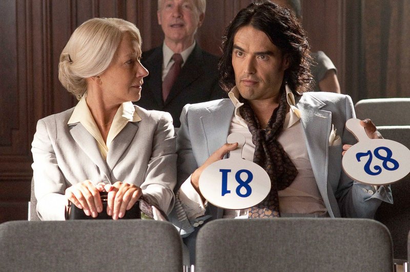 Helen Mirren and Russell Brand in "Arthur." Jennifer Garner also stars.