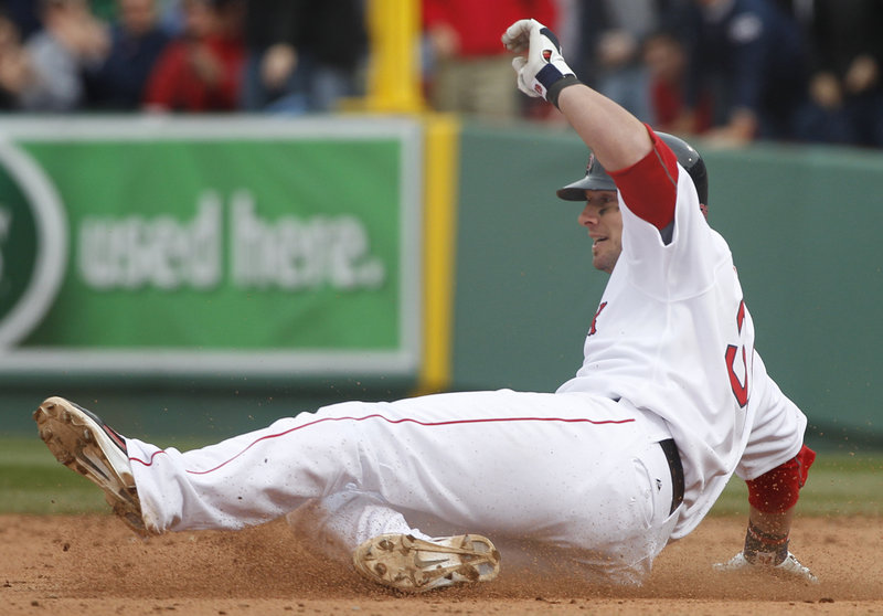 Jarrod Saltalamacchia has the never-ending last name, but also had the winning hit – an RBI double in the fifth inning that broke a 6-6 tie.