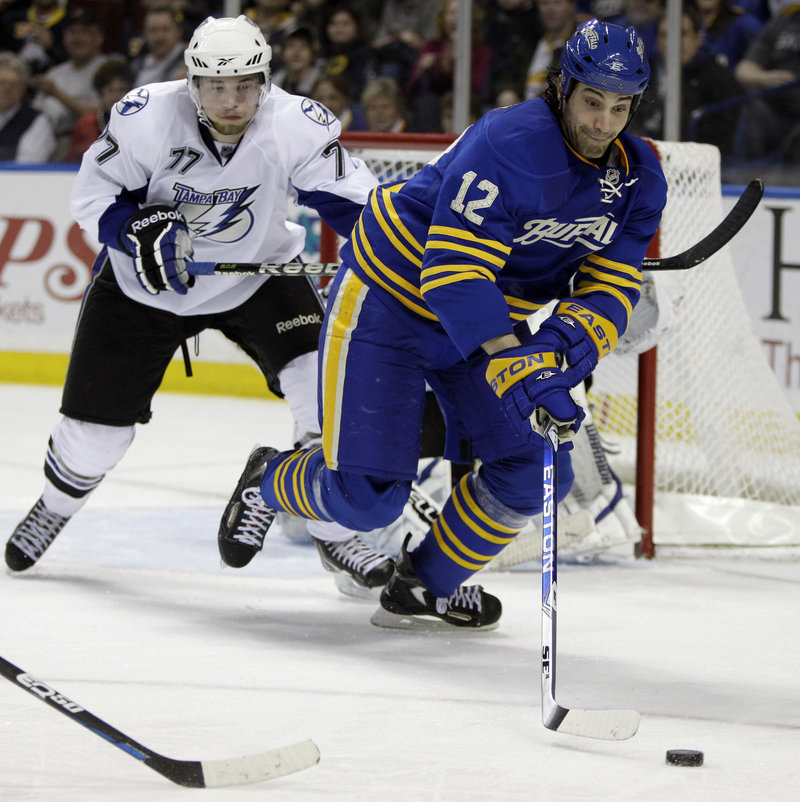 Right wing Mark Mancari, who had a goal and seven assists in 20 games with the Sabres this season, skated with the Pirates on Sunday. On Monday, Mancari and defenseman Dennis Persson were recalled to Buffalo to help the Sabres in their series with the Flyers.