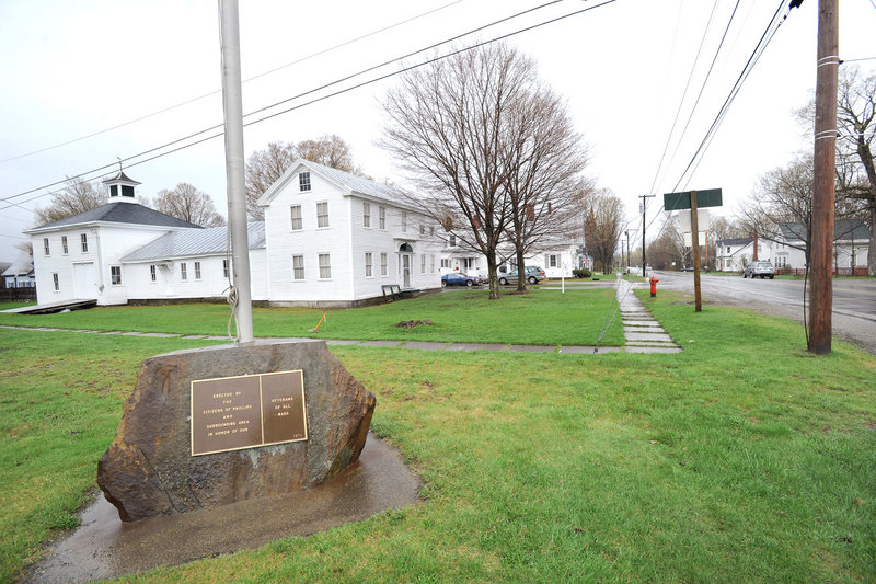 Fly Rod Crosby grew up in this neighborhood in Phillips. The historical society building on the left will be part of the trail.