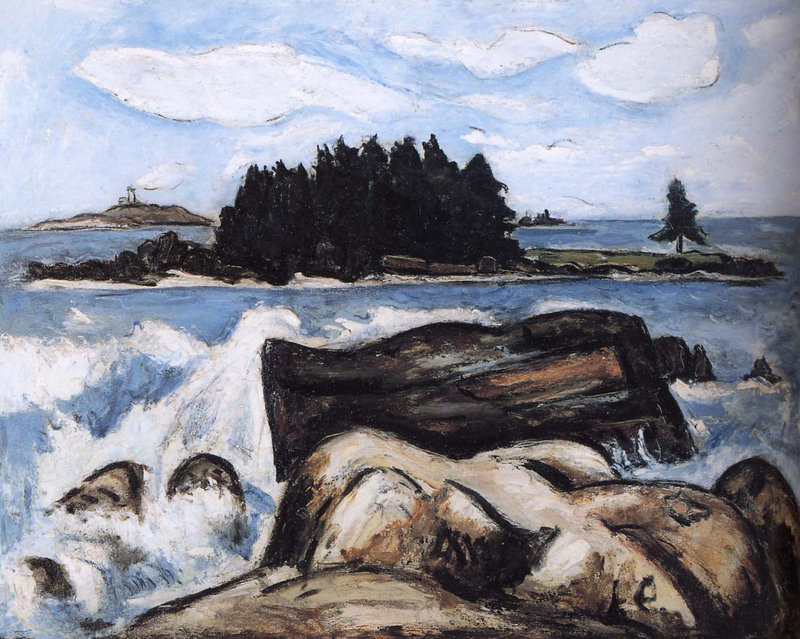 Marsden Hartley’s “Jotham’s Island (now Fox), Off Indian Point, Georgetown, Maine,” from “Maine Moderns: Art in Seguinland, 1900-1940,” opening Saturday at the Portland Museum of Art.”