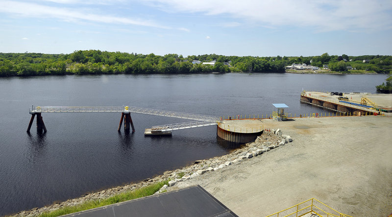 This massive bulkhead at Cianbro’s Brewer location allows finished modules to be for transported over water.