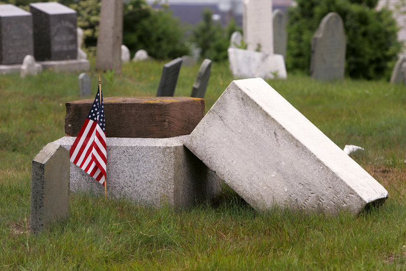 A monument marks the grave of Lt. Henry Wadsworth, uncle of poet Henry Wadsworth Longfellow, in Eastern Cemetery in Portland. His remains are in an unmarked grave in Libya.