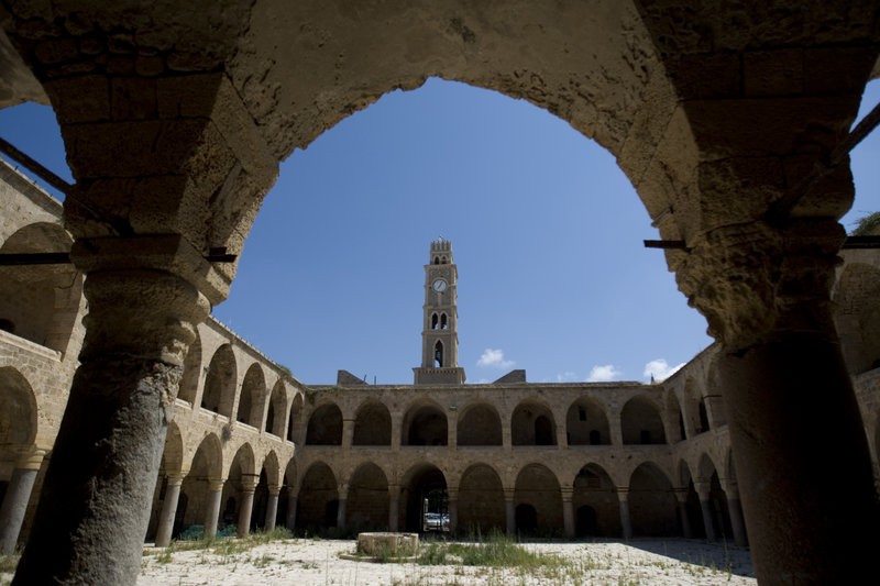 An Ottoman-era inn in Acre, a town on the Mediterranean coast in northern Israel. Archeologists are excavating a much earlier town that has been preserved beneath Acre.