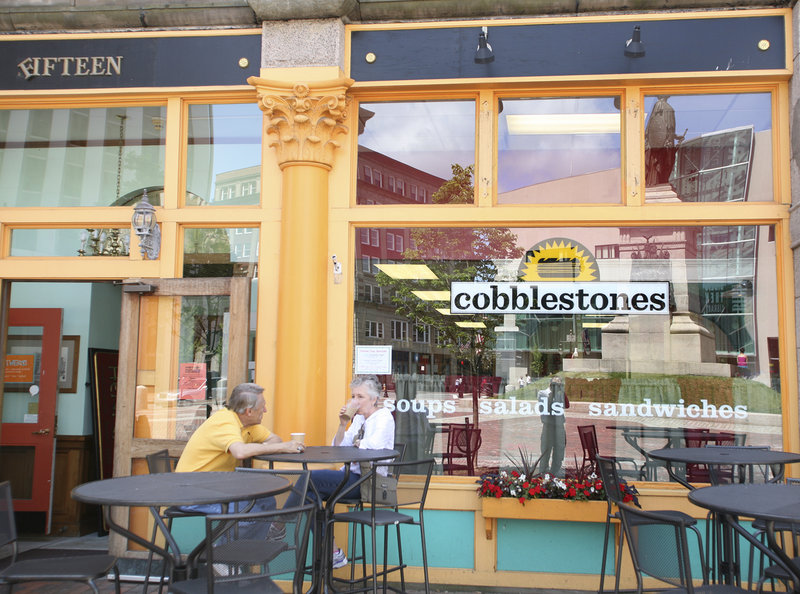 Cobblestones offers some outdoor seating on Monument Square, and it's open until 6:30 p.m. on weekdays in the summer.