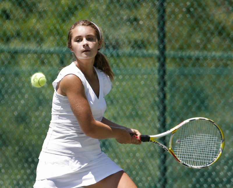 Maisie Silverman of Brunswick outlasted Helen Boucher of Topsham 6-1, 7-6 (7-3) to win the MTA women's singles title.