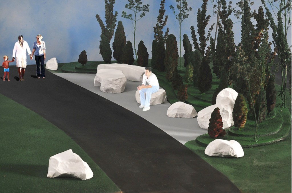 Gary Haven Smith from Northwood, N.H., has proposed a plaza of five carved granite benches facing Portland Harbor near the East End Beach trail's connection with the Bayside Trail. He is asking for $22,000.