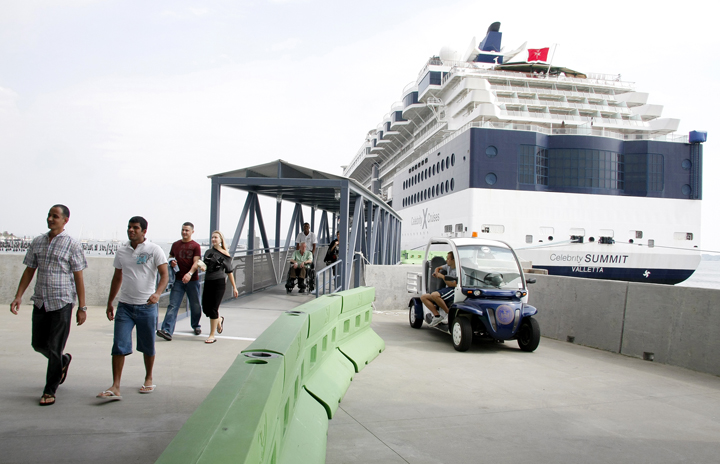 The Celebrity Summit, in port today, is the third cruise ship to berth at the new floating pier at Ocean Gateway Pier II in Portland.