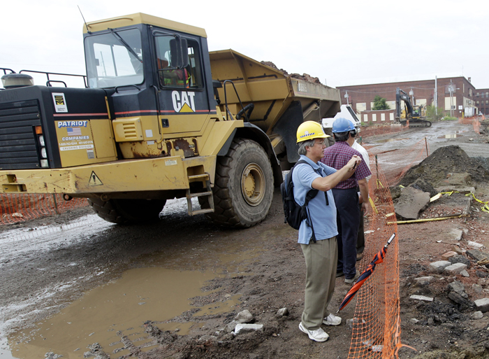 The Wright Express Construction Fuel Consumption Index will track the fuel consumed by equipment like this heavy-duty dump truck at work on a project site in Amherst, Mass, recently.