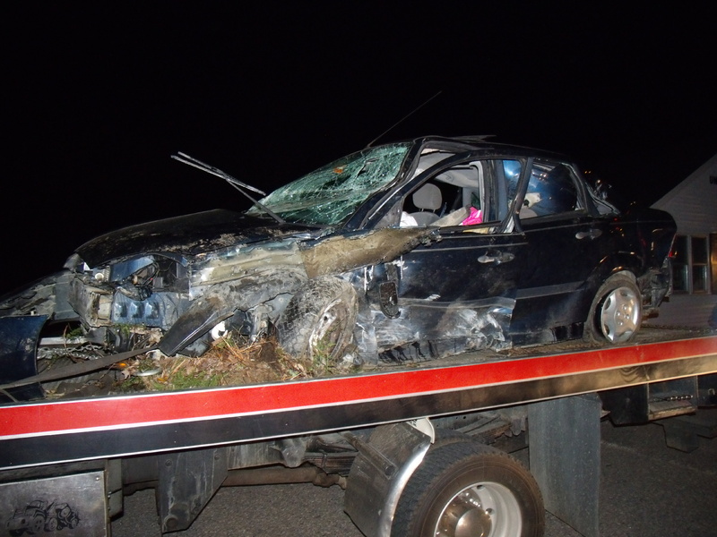 The Ford Focus totaled in this morning's accident in Lebanon.