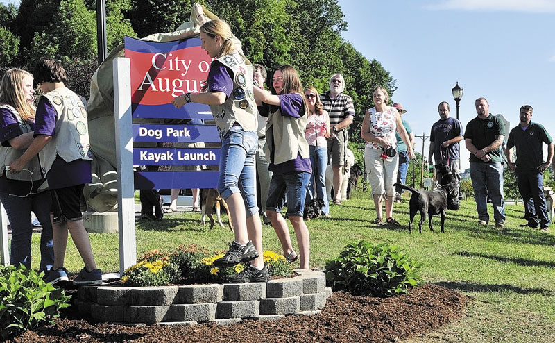 Girl Scout Troop 2901 worked to secure donations of materials and money from local businesses and other donors to put up a sign and make other improvements to Augusta’s dog park. Monetary donations ended up totaling $1,800 of the $2,371 total project value, but it also led to the dismissal of two of the troop’s leaders because Girl Scouts and their leaders cannot solicit monetary donations for projects.